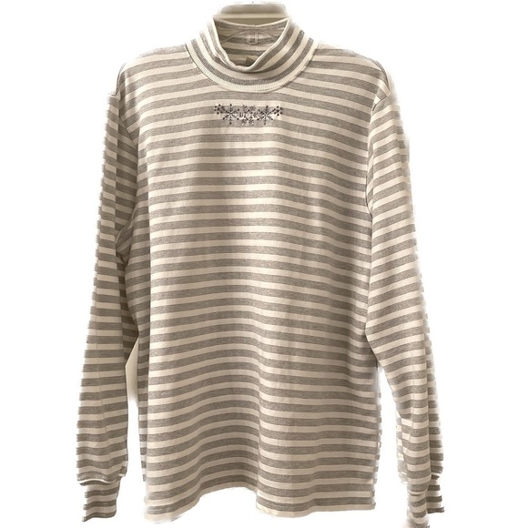 Alfred Dunner Silver Tread Striped Sweater Size 1X (D03) - Picture 1 of 4